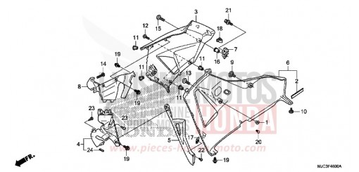 CARENAGE MILIEU/CAPOT INFERIEUR (D.) CBR600RRD de 2013